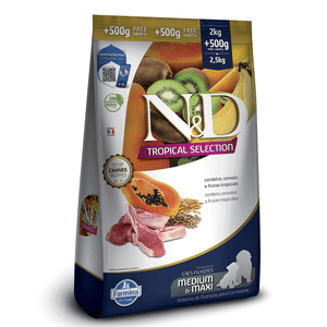 Ração N&D Tropical Selection Cães Puppy Medium e Maxi Cordeiro