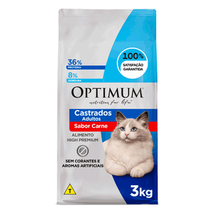 Ração Optimum para Gatos Adultos Castrados Carne