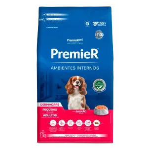 Ração Premier Ambientes Internos Dermacare Cães Adultos Raças Pequenas Salmão
