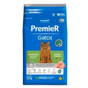 Ração Premier Ambientes Internos Gatos Adultos Castrados +12 anos
