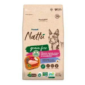 Ração Premier Nattu Grain Free Cães Adultos Porte Pequeno Frango