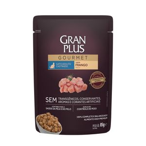 Ração Úmida GranPlus Gourmet Gatos Castrados Frango - 85 g