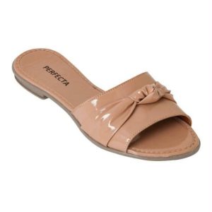 Rasteirinha Nude Verniz com Laço Decorativo