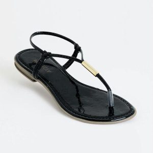 Rasteirinha Preta com Detalhe Dourado