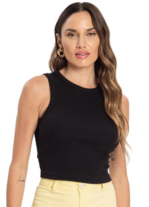 Regata Cropped Feminina Ribana Preto