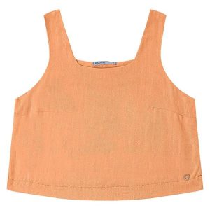 Regata Cropped Feminino em Linho Laranja
