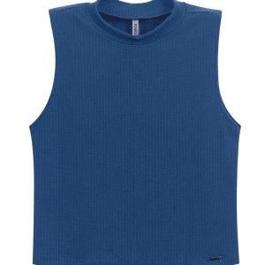 Regata Feminina Básica Gola Alta Azul