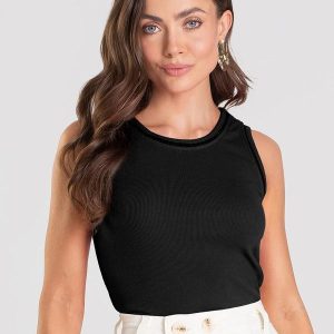 Regata Feminina Canelada Preto