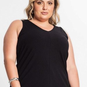 Regata Feminina Plus Size Preto