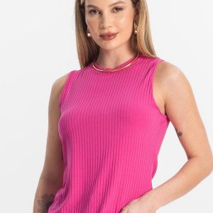 Regata Feminina Ribana Canelada Rosa
