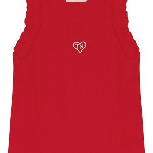 Regata Infantil Feminina em Ribana 2x1 Vermelho