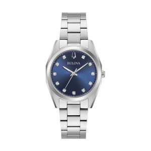 Relógio Bulova Feminino Classic Surveyor com 11 Diamantes em Aço Prateado 96P229