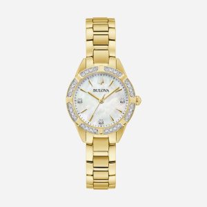 Relógio Bulova Feminino Sutton Classic com Diamantes e Mostrador de Madrepérola 98R297