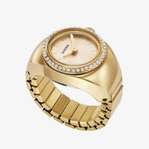 Relógio de Dedo Fossil em Aço Dourado e Cristais ES5319