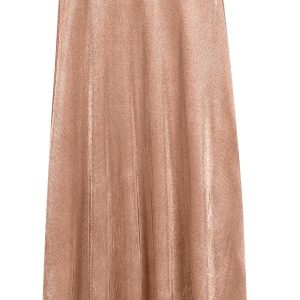 Saia Feminina Midi Plissada Marrom