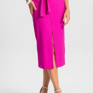 Saia Feminina Midi Rosa