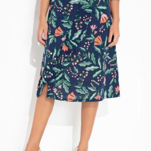 Saia Floral Marinho Midi