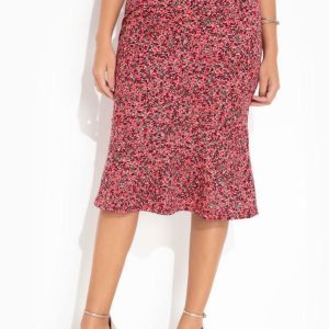 Saia Floral Rosa Evasê