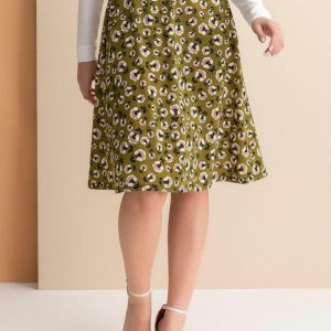 Saia Floral Verde Evase
