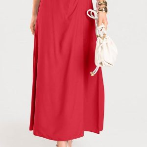 Saia Longa Lisa Feminina Vermelho