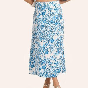 Saia Midi Feminina Bege