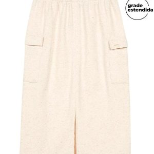 Saia Midi Feminina Comfy Moletom Bege