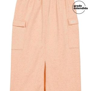 Saia Midi Feminina Comfy Moletom Laranja