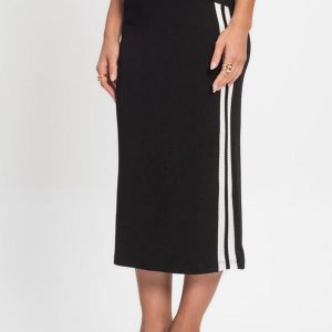 Saia Midi Feminina Ponto Roma Preto