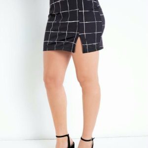 Saia Xadrez Curta com Fenda
