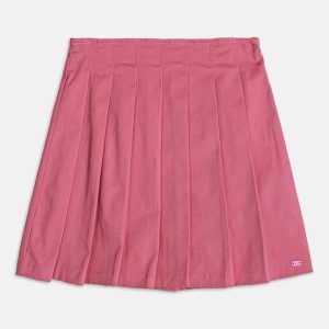 Saia de Sarja com Pregas Rosa