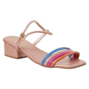 Sandália Cobre com Cabedal Colorido