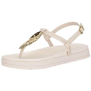 Sandália Feminina Flat Moleca 5490122 Branco/Off