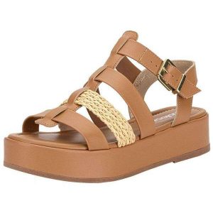 Sandália Feminina Flat Moleca 5553102 Camel