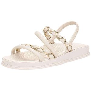 Sandália Feminina Flat Moleca 5556110 Branco/Off