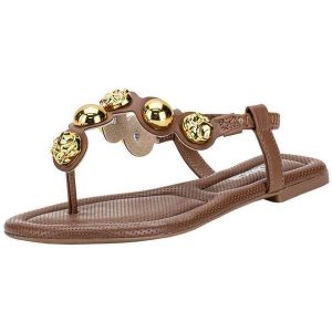 Sandália Feminina Flat Moleca 5570104 Camel