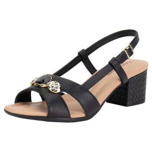 Sandália Feminina Salto Grosso Comfortflex 2557408 Preto