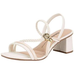 Sandália Feminina Salto Grosso Dakota Y9371 Branco/Off