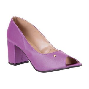 Sapato Lilás em com Salto Grosso