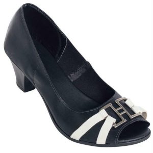 Sapato Peep Toe Bicolor Preto e Branco