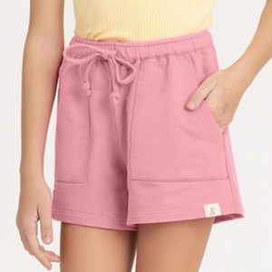 Shorts Menina com Bolsos em Moletom Rosa