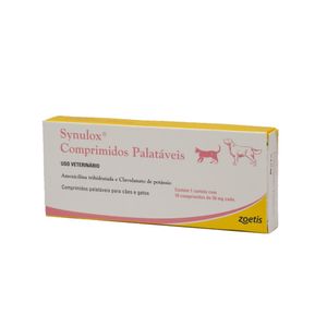 Synulox 50mg Antibiótico para Cães e Gatos - 10 comprimidos