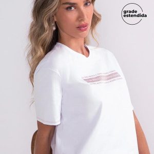T-Shirt Feminina Manga Curta Branco
