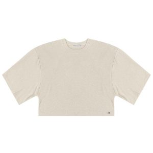 T- Shirt Feminina em Malhão e Ribana Marrom