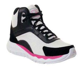 Tênis Cano Médio Branco em Tecido Mesh e Camurça