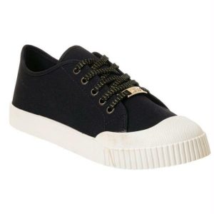Tênis Casual Preto com Adereço Dourado