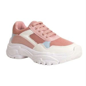 Tênis Casual Rosê em Sintético com Tecido