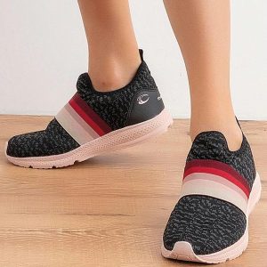 Tênis Esporte Preto e Rose em Tecido