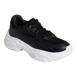 Tênis Feminino Preto em Sintético e Mesh