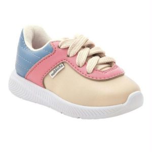 Tênis Molekinha Creme, Azul e Rosa em Sintético