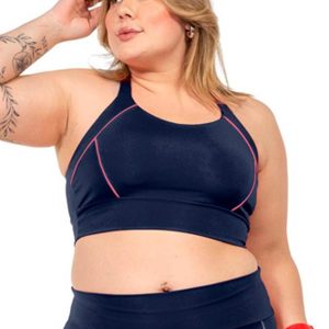 Top Power com Filet Feminina Azul